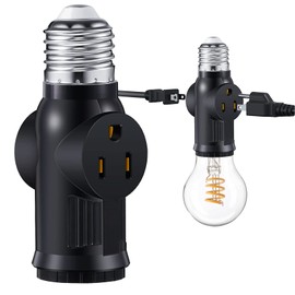 YENMOP Lamp/Light Bulb Adapter, Black, E26/E27 to 2/3 Prong Plug Splitter for Indoor/Outdoor Use