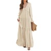 R.Vivimos Maxi Dress for Women Long Sleeve V Neck Empire