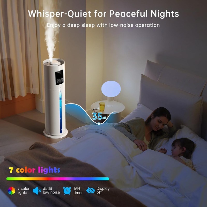 2.1Gal/8L Smart Humidifier Large Room, Top Fill Humidifiers for Bedroom