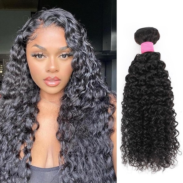 TOOCCI Curly Hair Bundles, Kinky Curly 1 Bundles Weave 100% Brazilian Virgin Hair Water Wave Bundles Real Hair Extensions (22 Inches)