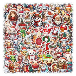 Christmas Stickers Pack of 100 for Christmas Decoration, Christmas Stickers Waterproof Decals for Gift Wrapping Envelope Skateboard Bicycle Luggage Laptop Suitcase