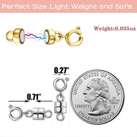 Kcctoo Magnetic Necklace Clasps and Closures - Gold and Silver Plated Tube Lock Connectors for Layered Bracelet Jewelry Multi Strands Crafts Necklace Spacer Clasp