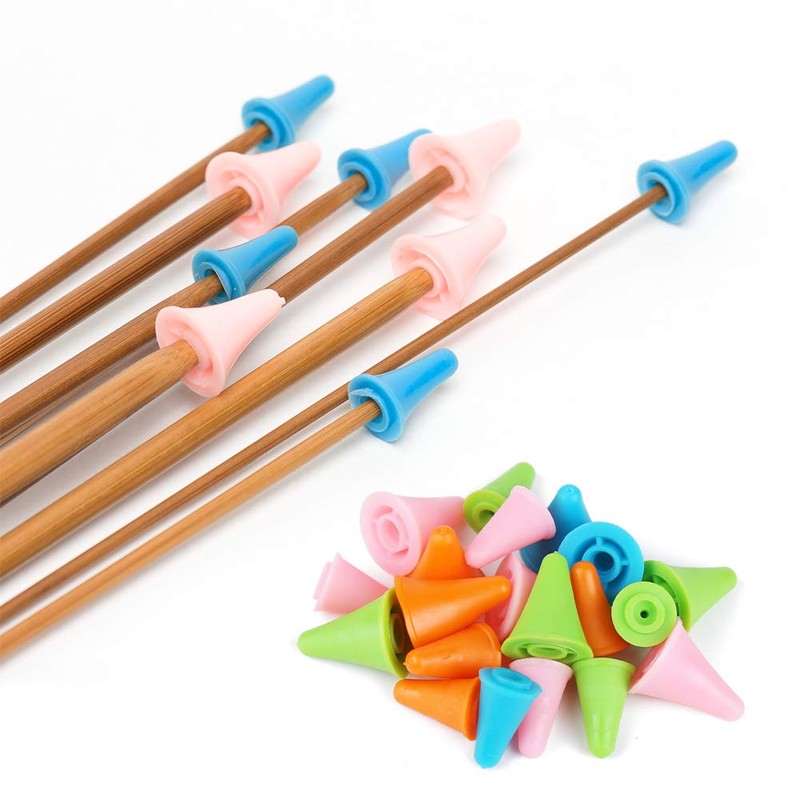 20 PCS Knitting Needles Point Protectors/Stoppers with Plastic Box, Include