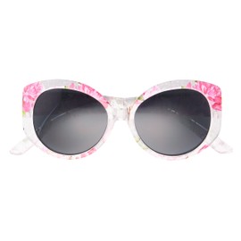 Foster Grant Girls Briar Sunglasses, Crystal Clear With Floral, 48 US