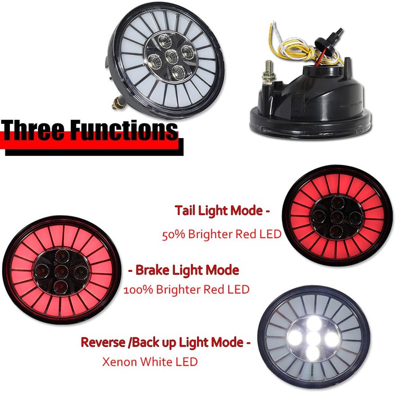 GTINTHEBOX Clear Lens Rear Bumper Reflector Tail Brake Reverse Backup