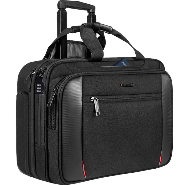 EMPSIGN Rolling Briefcase Laptop Bag,17.3" Computer bag with wheels, Water