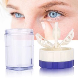 Kontaktlinsenreiniger Unterlegscheibe, Plastikkontaktlinsen Reinigungslinsen Kasten Kontaktlinsenreiniger Unterlegscheibe für die Anwendung Während des Reisens Oder der Tätigkeit Im Freien(Blau)
