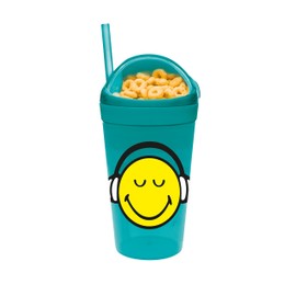 zakdesigns Smiley Snack/Drink Tumbler, Polypropylene, Blue, 9 x 9 x 18 cm