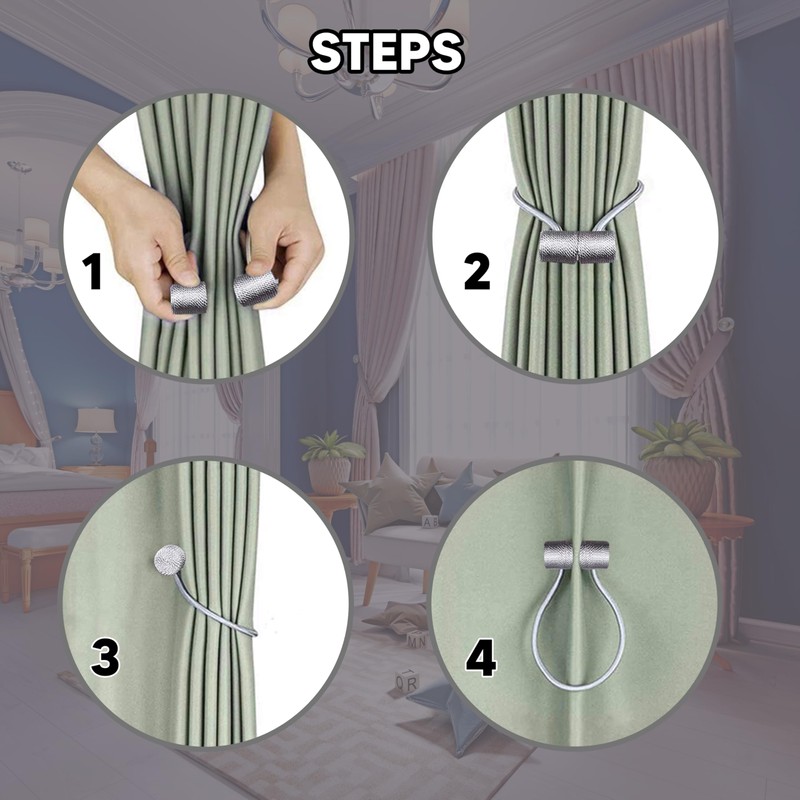 2 Pieces Magnetic Curtain Tie backs, Holdbacks Holders Hooks,Drapes Clips
