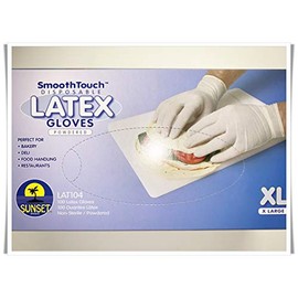 Disposable XL-Large Latex Gloves, LAT104 Powdered, Smooth Touch, Food Service Grade, Non-Sterile [100PCS/Pack]