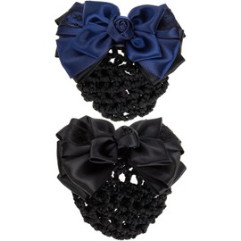 iplusmile Pinzas Cabello Mujer Redecilla y Lazo, 2 Piezas, Diseño Elegante y Delicado de Metal y Poliéster para Decoración de Moños