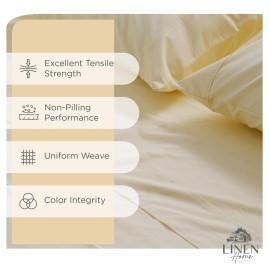 Linen Home 100% Cotton Percale Sheets Queen Size, Ivory, Deep Pocket, 4 Pieces Sheet Set...