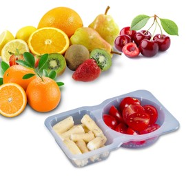 aibitu Snack Container with Lid, Reusable Double Compartment Sauce Container, Condiment Container, Snack Box, Snack Serving Cup (24 Pack)