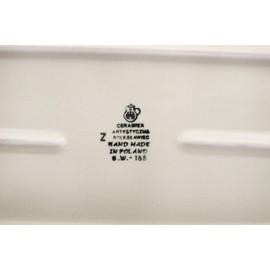 Polish Pottery 16¼-inch Platter made by Ceramika Artystyczna (Blue Tulip Peacock Theme) + Certificate of Authenticity