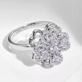 Dtup Anillo Oro Spinner Giratorio Trebol Suerte Tiktok  Fino Gira