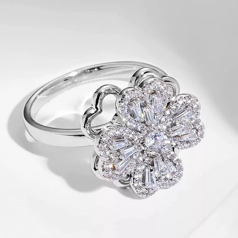 Dtup Anillo Oro Spinner Giratorio Trebol Suerte Tiktok Fino Gira