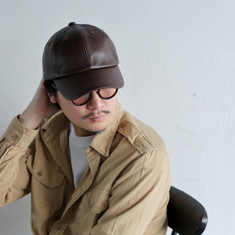ReqHatter Genuine Leather Leather Low Cap Hat 6 Panel Cap