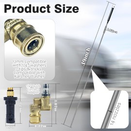 Radiator Cleaning Wand–12000 PSI Radiator Flush Tool with Adapter Suitable for Karche Car Washer,Trucks,RVs, Dual Water/Air Cleaning, Includes Nozzles Quick Couplers(39 inch with M22 Adapter)