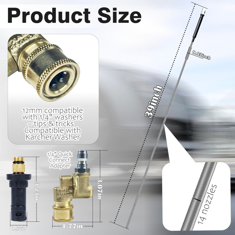 Radiator Cleaning Wand–5000+ PSI Radiator Flush Tool with Adapter Suitable