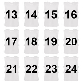 TopTie Pack of 12 Football Vests Scrimmage Vest Training Vests Marking Shirt for Adults and Teenagers - (#1-12, 13-24)