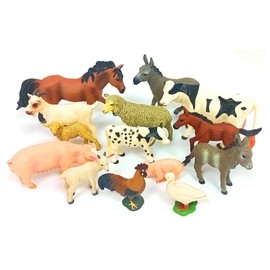 Talking Turtle 14 Piece Farm Animal Figures - Including Cow, Donkey, Horse, Pig, Sheep, Goat, Goose and Chicken - Non-Toxic Early Learning Educational Toys for Children, Toddlers, Parents & Teachers