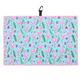 SHABIER Golf Towel with Flamingos Design Golf Microfiber Waffle Pattern Golf Towel