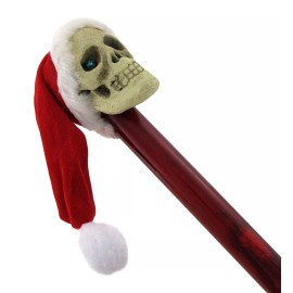 Skull with Santa Hat  on a long red pole  Great for Mardi Gras