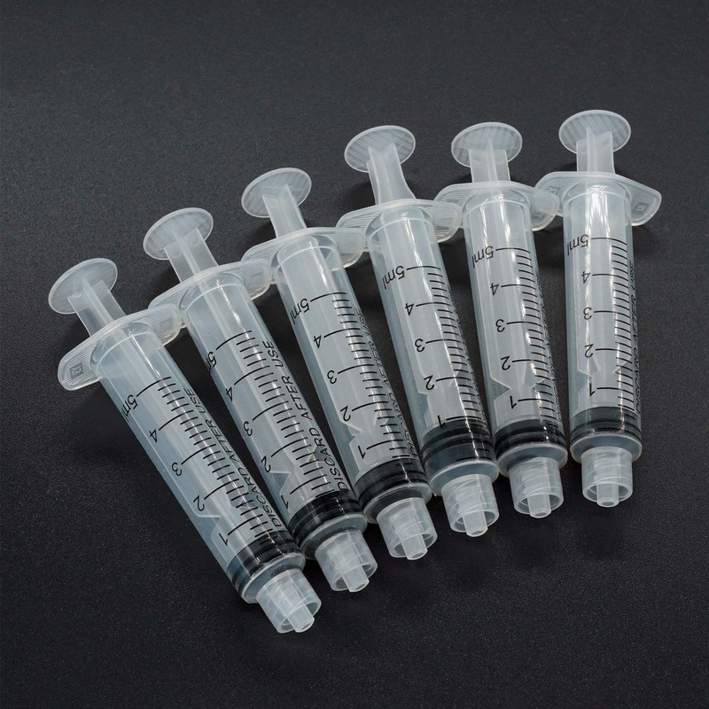 50 Pack 5ml Syringes Luer Lock with Measurement, Plastic Syringe
