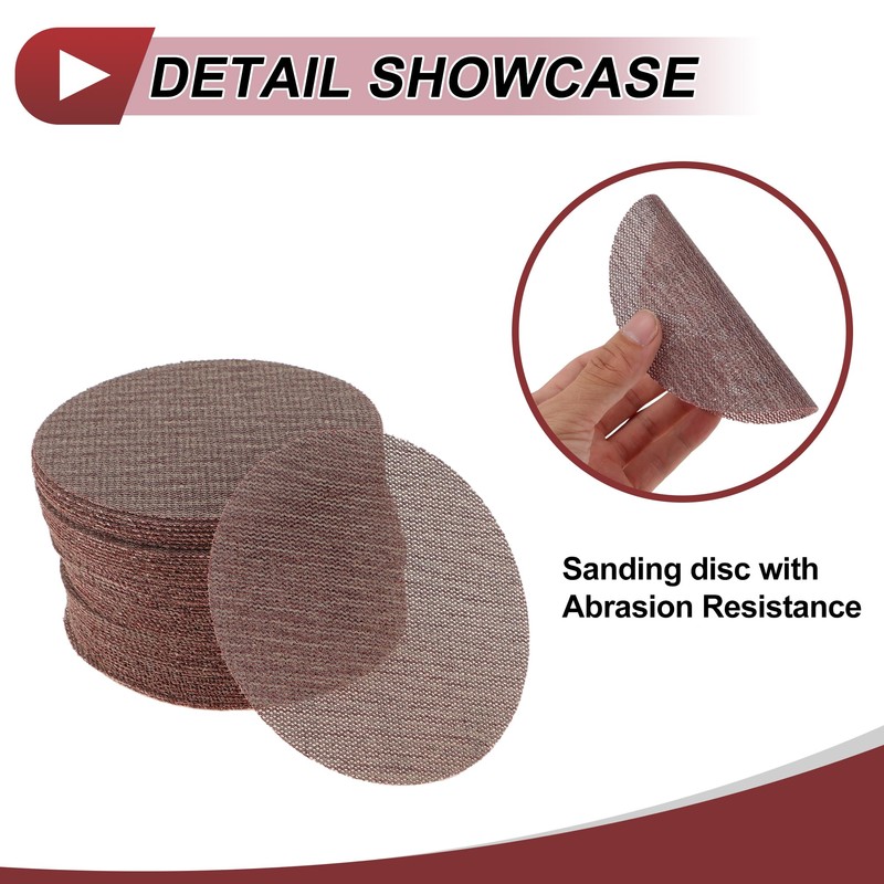 HEROFFIX 50 Pcs 5 Inch Abranet Sanding Mesh Anti-Clog Hook