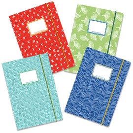 Papierdrachen 4 High-Quality Plastic-Free School Folders with Elastic Band in DIN A4 | Rainbow Motif - Post Folder for Students - File Folder - Collector Stapler - Set Number 9