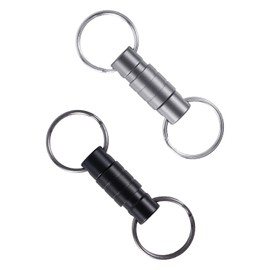 Tinoaly 2pcs Quick Release Keychain, Detachable Disconnect Pull-Apart Key Ring Clip with Secure Mechanism Metal Carabiner for Keys Car Purse Bag Accessories (Black, Gray)