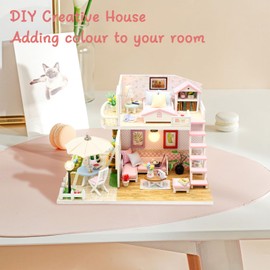 SICSHTOP Dolls House Kit, 3D Wooden Puzzle Booknook Model Kits with Furniture and Dust Cover, Art Bookshelf Insert Decor for Adults, Cteative Birthday Present for Your Lovers and Friends