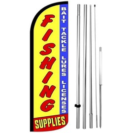 Generic FISHING SUPPLIES BAIT TACKLE LURES LICENSES Windless Swooper Feather Flag 15 Feet Tall Large Pole Kit Banner Sign yz-h, Yellow