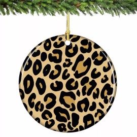 City Souvenirs Leopard Print Christmas Ornament Porcelain 2.75 Inches