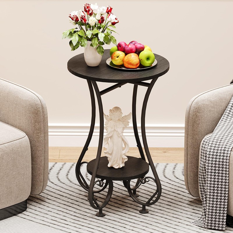 X-cosrack Small Round Side Table,Round End Table for Small Spaces