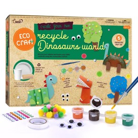 LAOESE DIY Dinosaur Kids Craft - Recycling Craft Projects - Arts and Crafts for Kids Ages 5-7, Gift for Boys and Girls Ages 6 7 8 9 10, Create Your Own Dino World