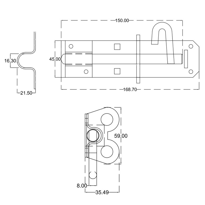 Lockable Sliding Bolt | Brenton Pad Bolt | 150mm /