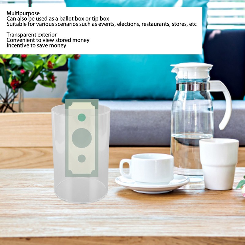 Clear Money Bank Large Capacity Drop Resistant Transparent Ballot Tip