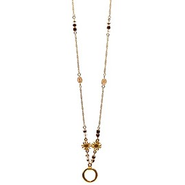 Calabria Glasses Necklace 30 Inch Gold/Brown Beads Women Trendy Eyeglass Holder Ring Sunglass Chain Reader Loop Around Neck