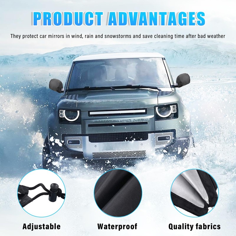 Ziciner 6 PCS Waterproof Side View Mirror Covers with Drawstrings,