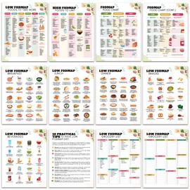 iyouthlife 12 Pcs Low Fodmap Food List, Fodmap Meal Plan Brochure For Beginners, Food Chart Nutrition Grocery List Laminated Meal Poster for Gut Health, Easy Recipes