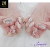 Lace Pink Handmade Nail Tips - Short C Curve Coffin