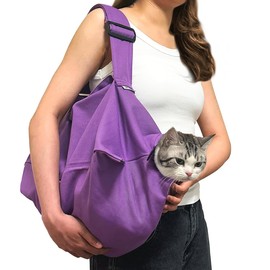 HTKinmi Cat Carrier Pouch, Soft Cat Carrier for Medium & Large Cats up to 20lbs | Escape-Proof & Anxiety-Reducing Design, Restraint Bag for Vet Visits, Nail Trimming & Travel –-Lavender