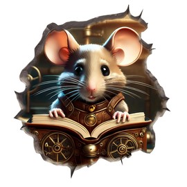 Mouse Reading Book Wall Murals Peel and Stick for Kids Room, Classroom Wall Decor - 3D Effect Wall Mural, Ideal Wall Stickers & Murals, Decorative Decal for Educational Spaces Design 5