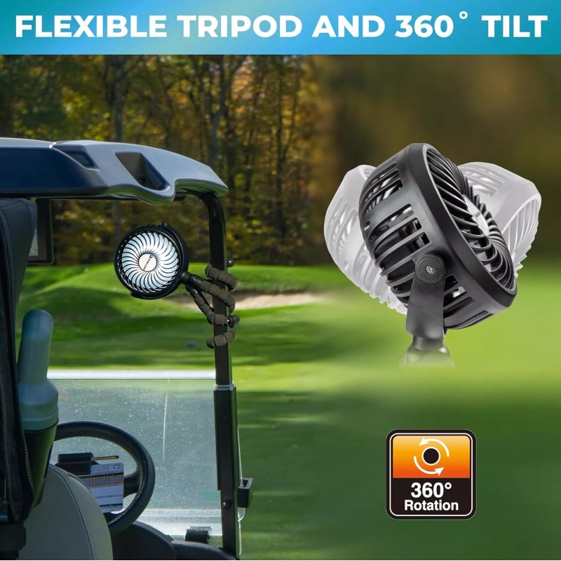 Comfort Zone 4” Rechargeable 3-Speed Flexible Tri-Pod Stroller Fan -