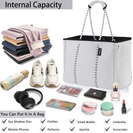 Hibala Neoprene Multipurpose Beach Bag,Gym/Travel/Pool Bag,Tote For Women&Men (White)