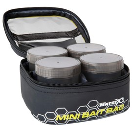 Matrix Commercial Fishing Mini Bait Bag inc. 6x plastic pots in two sizes (large & small) for Hook Baits Hard Pellets Boilies