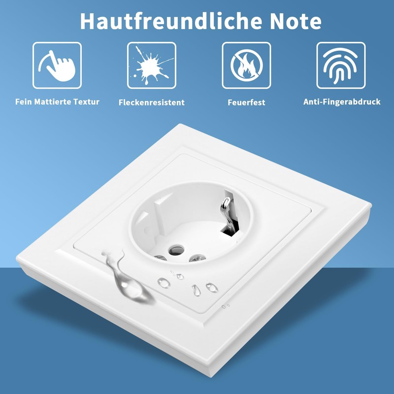 CNBINGO Socket, smooth skin feeling, flush-mounted with claws, triple Schuko