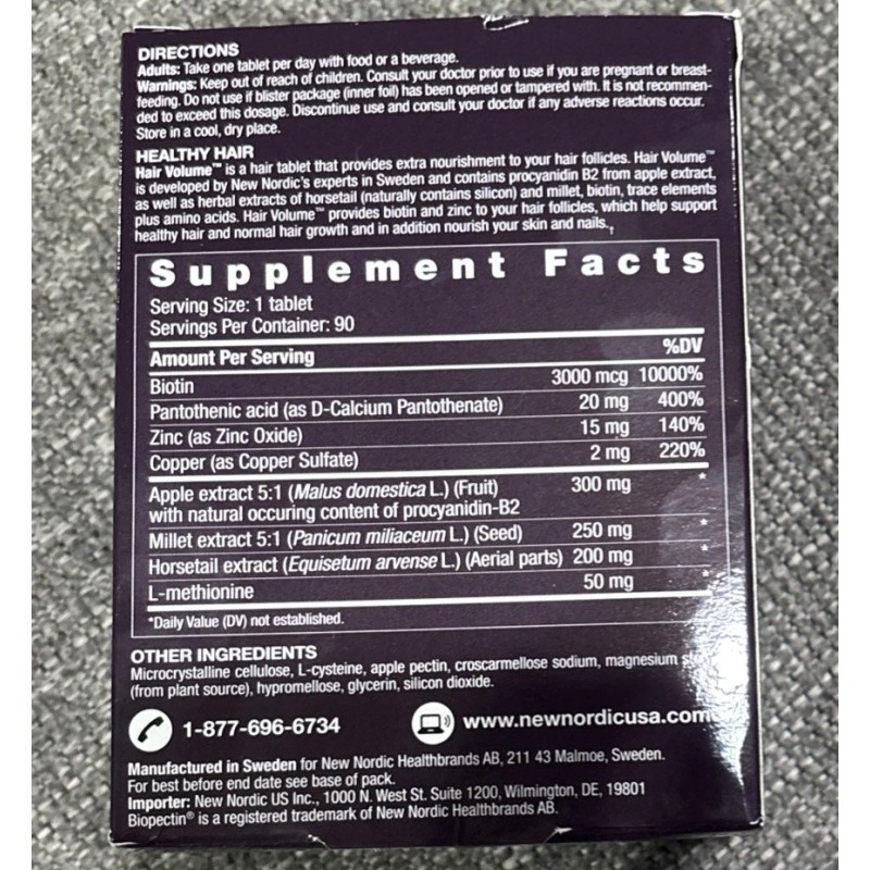 New Nordic - Hair Volume - 90 Tablets - Expires