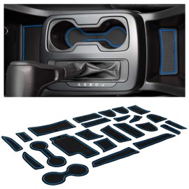 CupHolderHero Fits with Chevy Colorado and GMC Canyon Accessories 2015-2022 Custom Interior Nonslip Anti Dust Cup Holder Inserts,Console Liner Mats,Door Pocket 24pc Set (Extended Cab)(Blue Trim)
